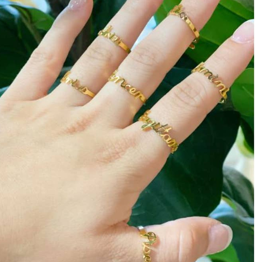 Gemini Zodiac Scripted Stacking Layering Ring - Picture 6 of 6